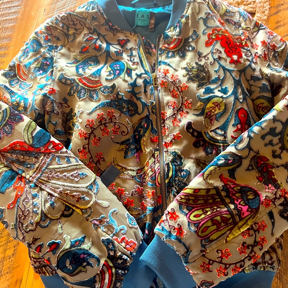 Velvet Detailed Bomber Jacket Size S New